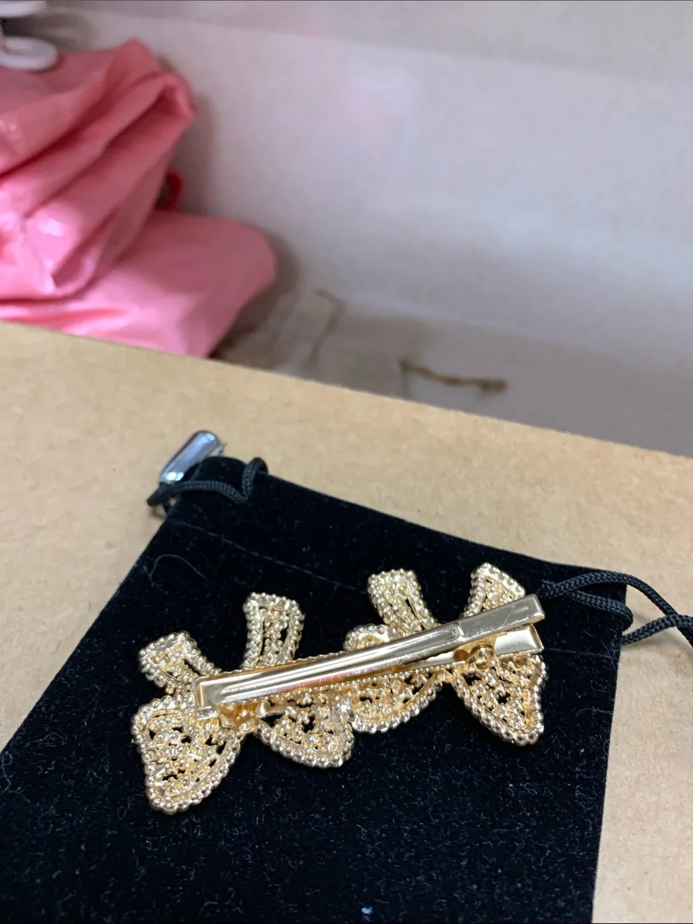Gold Bow Hair Clips - Pair